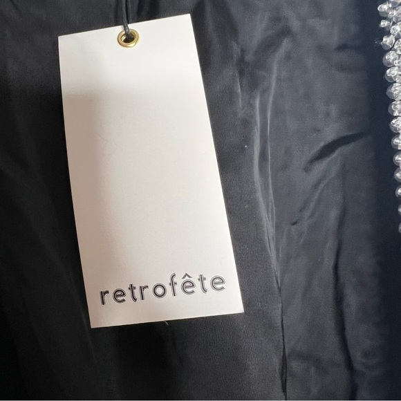 Retrofête Gabrielle Silver Beaded Wrap Mini Dress size Small - Picture 6 of 9